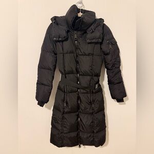 SAM New York Matte Long Noho‎ Puffer Coat Black Belted Luxe Minimalist Parka XS